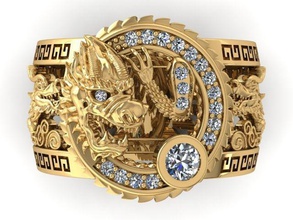 Drachen-ring 6 Schmuck ring gold Mode-ring dragon Mann mascot Ringe 3d print model - Mito3D