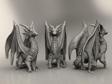 dragon02 Ejderha fantezi yaratık Çince karakter kurgusal zindan mağara hayvan heykel canavar Dinozor şövalye sürüngen büyülü mmo mmorpg bıçaklı silah Sanat heykeller 3d print model - Mito3D