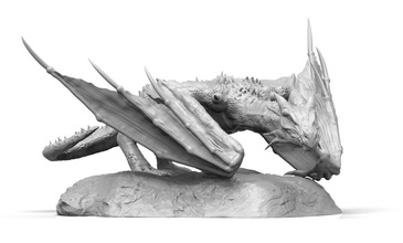 dragon art sculpture statue impression monochrome magique imprimable créature wyvern fantaisie sculptures 3d print model - Mito3D