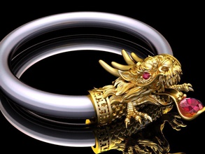 dragon chinese ring jewelry silver gold diamond gem bracelets 3d print model - Mito3D