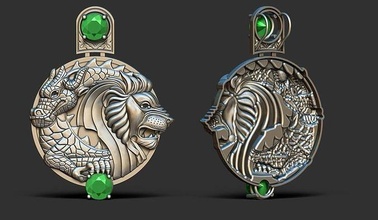 dragon lion character silver gold necklace jewel jewelry pendant necklaces 3d print model - Mito3D