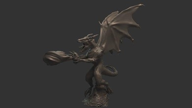 dragon statue of modeling fly charater monster fire highpolygon games toys 3d print model - Mito3D
