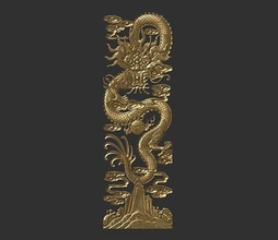 dragon classical traditional ancient creature fantasy monster beast fictional oriental asian japan chinese pattern bas relief cnc carving statue sculpture decor art sculptures 3d print model - Mito3D
