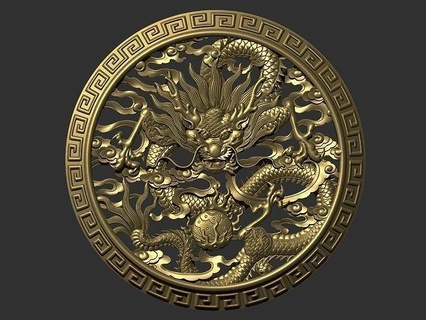 dragon pendant jewel jewelry cnc bas relief medallion medal badge sculpture decor decoration decorative ornate ornament carving beast fantasy monster art pendants 3d print model - Mito3D