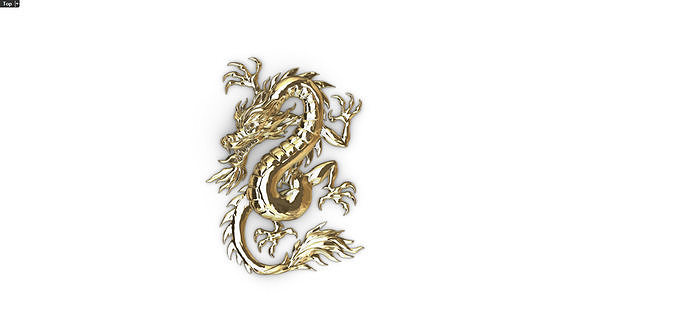 Drago oro gioielleria arte argento stampabile ciondoli 3D print model - Mito3D