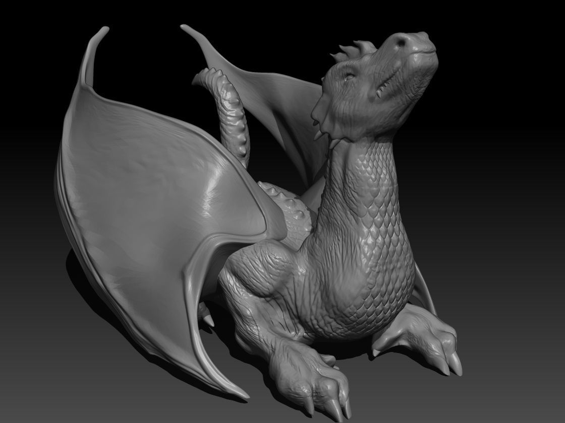 dragon Kunst fantasy monster Kreatur Burg Reptil Dinosaurier Eidechse fantasy, fiktive Charakter Ritter Krieger Drachen Skulpturen 3D print model - Mito3D