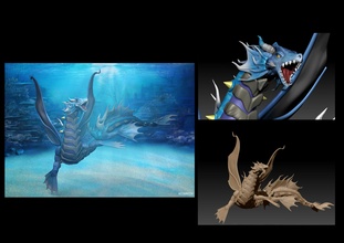Ejderha 3d model fantezi canavar karakter deniz Su su ejderhası şövalye kertenkele oyunlar oyuncaklar 3d print model - Mito3D