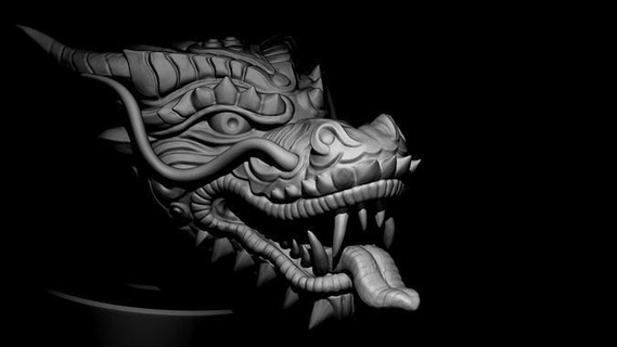 Ejderha 3d Yazdır Sanat heykel yılan sürüngen hayvan yaratık karakter canavar büyülü iblis iguana doğa tek renkli illüstrasyon Antik heykeller 3d print model - Mito3D