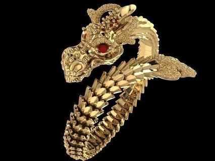 dragon bracelet gold luxury japan art zbrash silver gem brilliant jewelry bracelets 3d print model - Mito3D