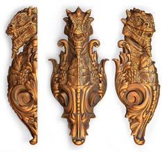 dragon bracket carving miniatures animal figurines nature magical ornamental overlap statue creature art sculptures 3d print model - Mito3D