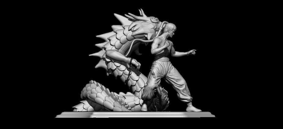 dragon bruse le art sculpture statue man mythology miniatures figurines sculptures 3D print model - Mito3D