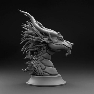 dragon bust fantasy creature wyvern miniatures statue monster head horn beast reptile collectibles action figure drake print dragonbust animal anatomy art sculptures 3d print model - Mito3D