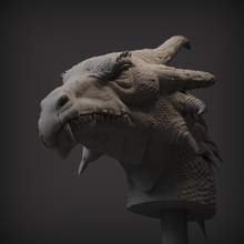 drachen büste reptil monster skulptur kreatur dämon dinosaurier statue magisch fantasie prähistorisch eidechse fiktiv tier satan evolution raubtier kunst skulpturen magie 3d print model - Mito3D
