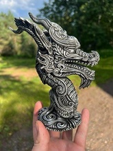 Dragão fracasso personagem fantasia criatura monstro biomecânico ornamentado escultura tampo mesa arte esculturas 3d print model - Mito3D