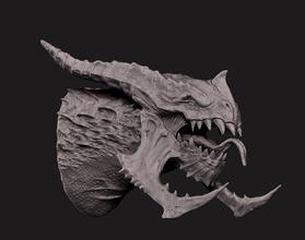 dragon bust art teeth scary sculpt 3d 3dprint dinosaur anatomy biology prehistoric beast sculptures 3d print model - Mito3D