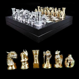 dragon chess pieces 6 - game stl rook board toys medieval elf epic knight king pawn bust games 3d print model - Mito3D
