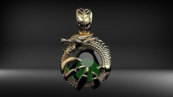 dragon griffe pendentif Collier bijoux or argent brillant texture ethnique oxyder fichier stl main imprimable femme pendentifs 3d print model - Mito3D