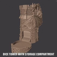 dragon dice tower storage compartment dnd adnd warhammer rollpalying rpg wargame d20 tabletop games toys game accessories 3d print model - Mito3D