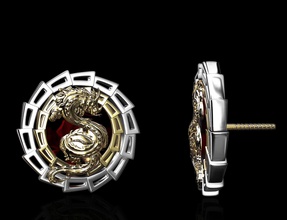 drago orecchini gemma centrale gioielli 3d gli orecchino gemme oro argento le pietre stampabile stl 3d print model - Mito3D