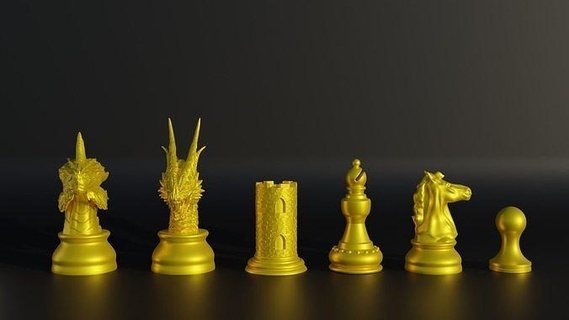 dragon figure chess set - 8 different pieces knight stl download classic table piece horse pokemon king queen board 2 book ship skull character printable games toys 3d print model - Mito3D