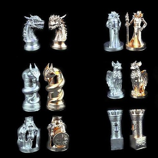 dragon figures chess set - vip collection game stl figure pieces board queen games king pawn knight toys 3d print model - Mito3D