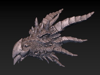 Dragão cabeça arte personagem criatura dinossauro dragões fantasia fogo respiração chifre chifres monstro esculturas escultura smaug 3d print model - Mito3D