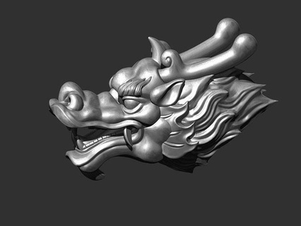 dragon head beast asian oriental fantasy monster angry decoration art creature printable sculpture traditional classical decor statue stl sculptures 3d print model - Mito3D