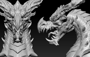 dragon head 03 art sculpture statue illustration magical creature artistic sculptures 3d print model - Mito3D