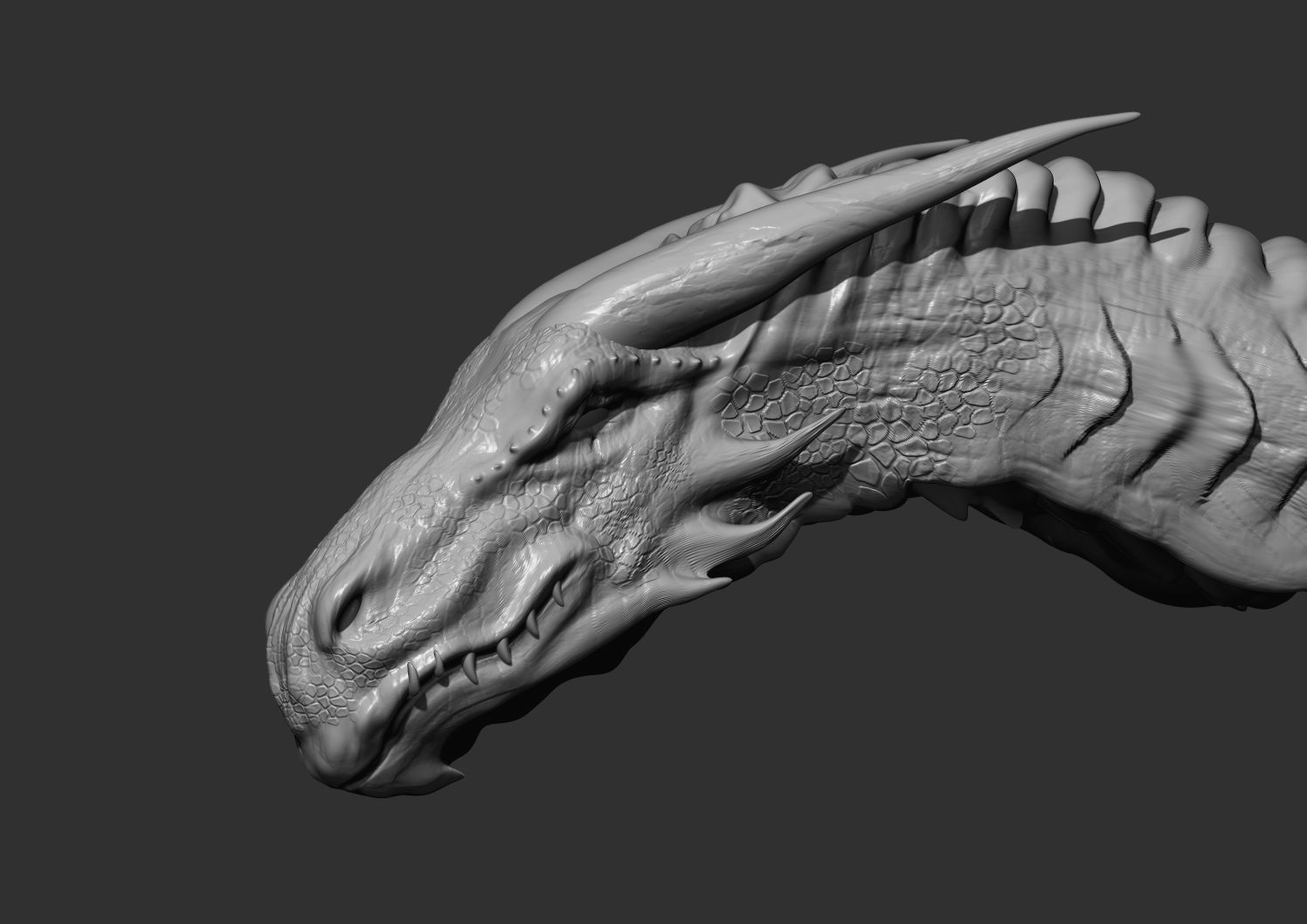 dragon head 3 monster creature dungeon dinosaur magical myth reptile beast fantasy fictional art sculptures 3D print model - Mito3D