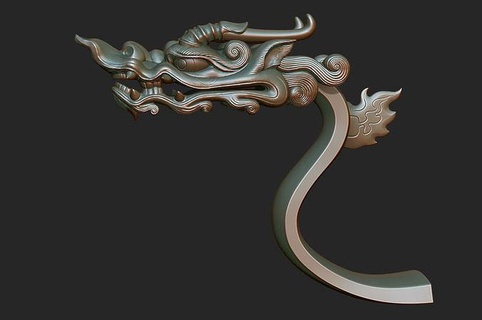 dragon head decorative crank handle sculpture art ancient design fantasy statue jewelry architectural china tripod decorate eastern culture sculptures 3d print model - Mito3D