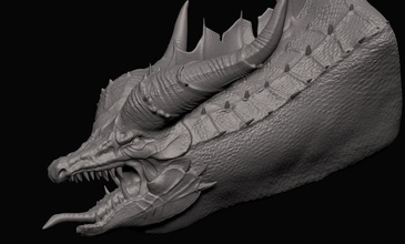 dragon head sculpture 3 creature fantasy monster reptile dinosaur character beast iguana tyrannosauru rex nature fictional magical chinese dungeon demon mmo mmorpg mythological games toys 3d print model - Mito3D
