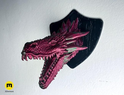 dragon tête mur trophée Jeu trônes fantaisie maisondudragon décor vision drogon rhaegal Trône Fer médiéval créature monstre maison 3d print model - Mito3D