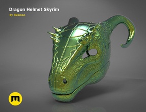 dragon helmet skyrim head drake mask horns cosplay costume lizard fantasy magic dragons female games toys 3d print model - Mito3D
