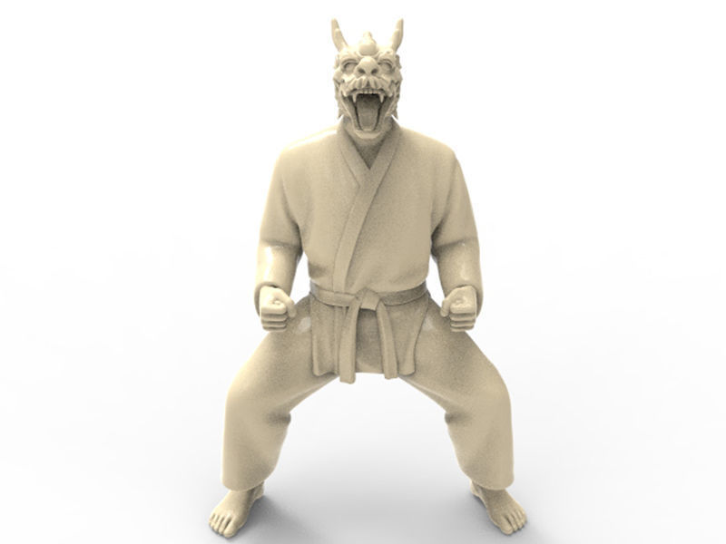 dragon kiba dachi position art de chien le karaté d'action figure actionfigure caractère martiaux super héros l'homme hybird lutte contre jouet les jouets d'impression imprimable sculptures 3D print model - Mito3D