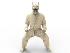 dragon kiba dachi stance art dog karate action figure actionfigure character martial super hero human hybird fight toy toys print printable sculptures 3d print model - Mito3D