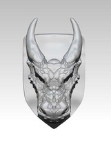 dragon logo art shield knob knock head 3d printable stone sculpture fantasy knight toy figure clay diablo horned angry bust relief sculptures 3d print model - Mito3D