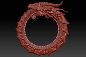 dragon ouroboros fantasy monster dinosaur reptile character zbrush pendant jewelry jewelery demon gold beast fictional creature figures snake mith sculpture pendants 3d print model - Mito3D