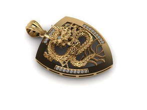 pingente dragão brilhando riqueza ouro luxo jóias pingentes 3d print model - Mito3D