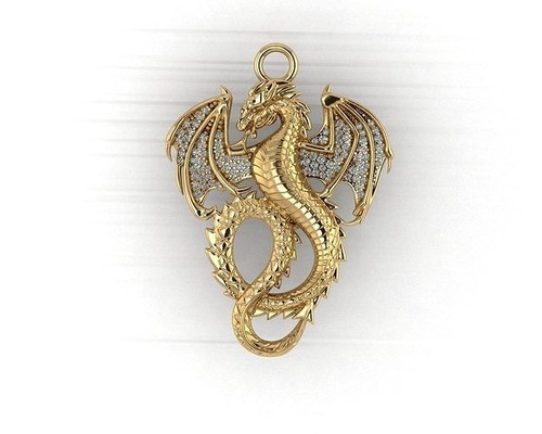dragon pendant gold jewelry slavic men super 3dprint pendants silver jewel printable 3d print model - Mito3D