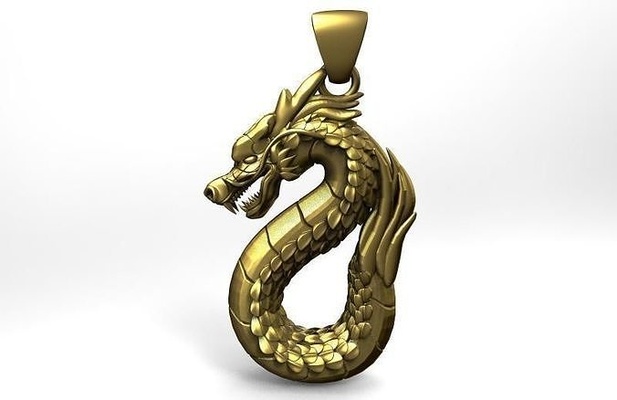 dragão pingente joalheria chinês jóia pingentes 3d print model - Mito3D