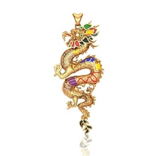 dragon pendentif or luxe bijoux imprimable Collier émail glace hip 14k 8k Jaune colliers 3d print model - Mito3D