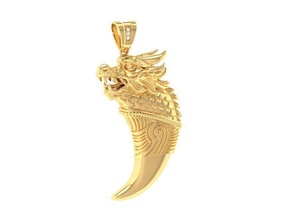 dragon pendant 18 jewelry fashion accessories gold diamond man men design pendants 3d print model - Mito3D