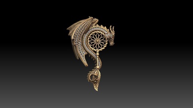 dragon pendentif oreille bijoux art or traditionnel disjoint luxe main imprimable argent 2020 bijou 3d print model - Mito3D