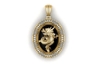 dragon pendant face jewelry gold silver printable pendants 3d print model - Mito3D
