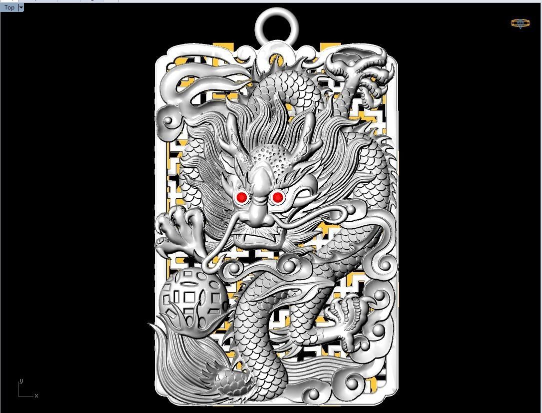 dragon pendant mens pendants jewelry gold silver diamond design gem fashion rhino matrix zbrush 3D print model - Mito3D
