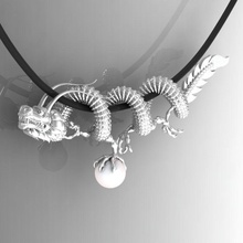 dragon pendentif perle bijoux or d'argent le diamant joyau gem de l'engagement brillant bague en fiançailles pearl pendentifs 3d print model - Mito3D