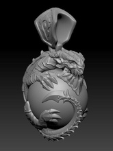 dragon pendant production jewelry nude monster fantasy fictional creature dinosaur horde silver pendants 3d print model - Mito3D