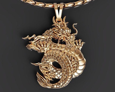 dragon pendant silver gold print skull jewelry jewellery beast wings death fantasy art sculptures printable jewel shining sterling perpetual pendants necklace 3d print model - Mito3D