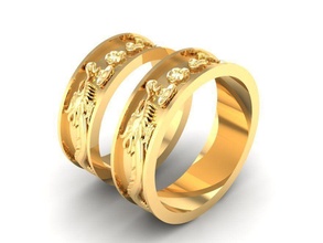 viet nam dragão fénix casamento argolas 113 joalheria moda acessórios ouro diamante projeto anel 3d print model - Mito3D