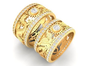 drago fenice nozze squillare 565 gioielleria moda accessori oro diamante design feng shui anelli 3d print model - Mito3D